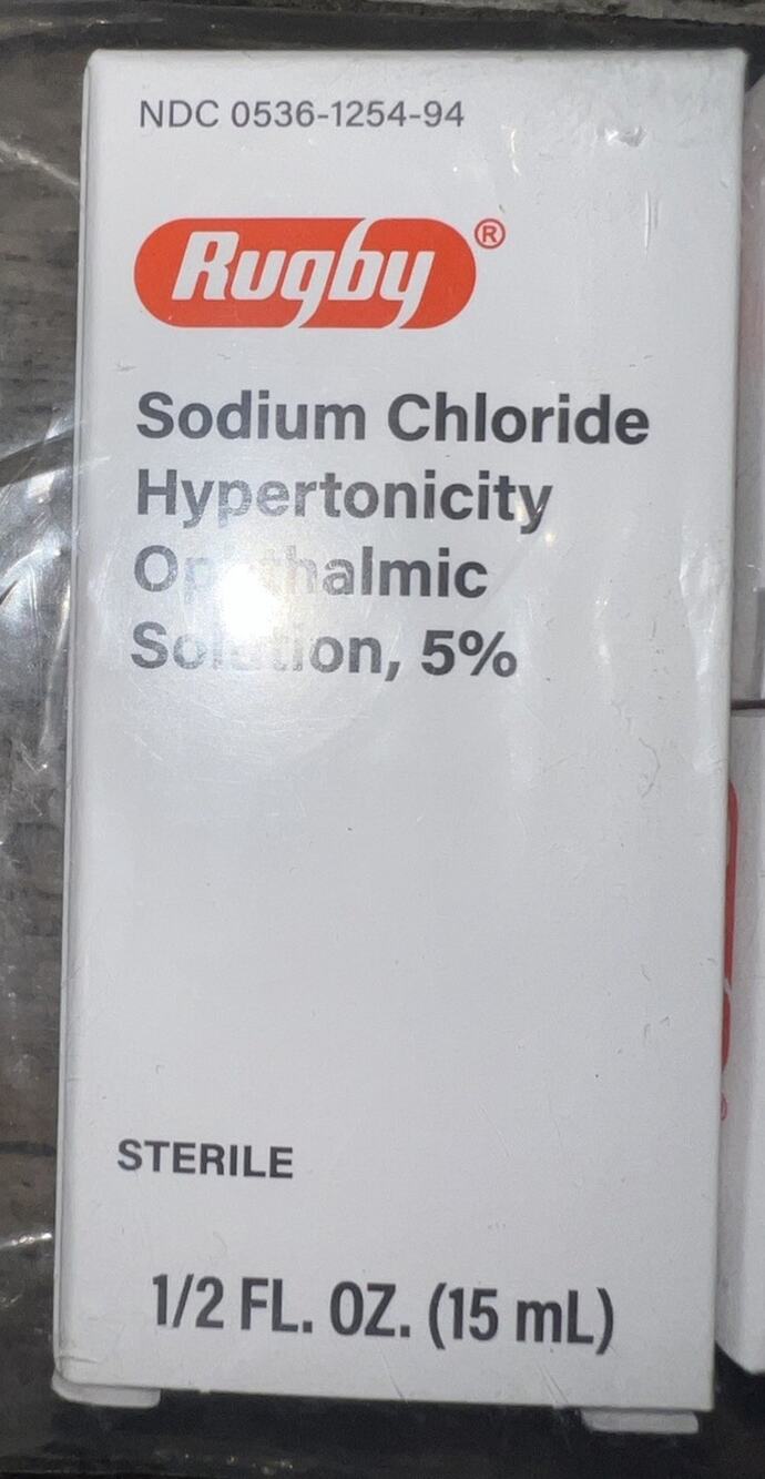 Rugby Sodium Chloride Hypertonicity Ophthalmic Solution 5% 1/2 Floz Pack of 3NEW